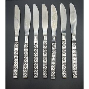 Set Of 7 Ekco Eterna Montalo MCM Stainless Steel Flatware Dinner Knives Japan